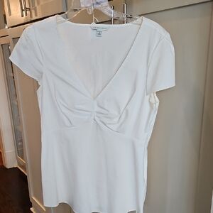 Banana Republic White V-Neck Top